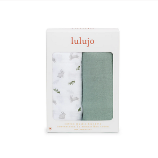 Lulujo Cotton Muslin Swaddle 2pk - Bunny and Fern