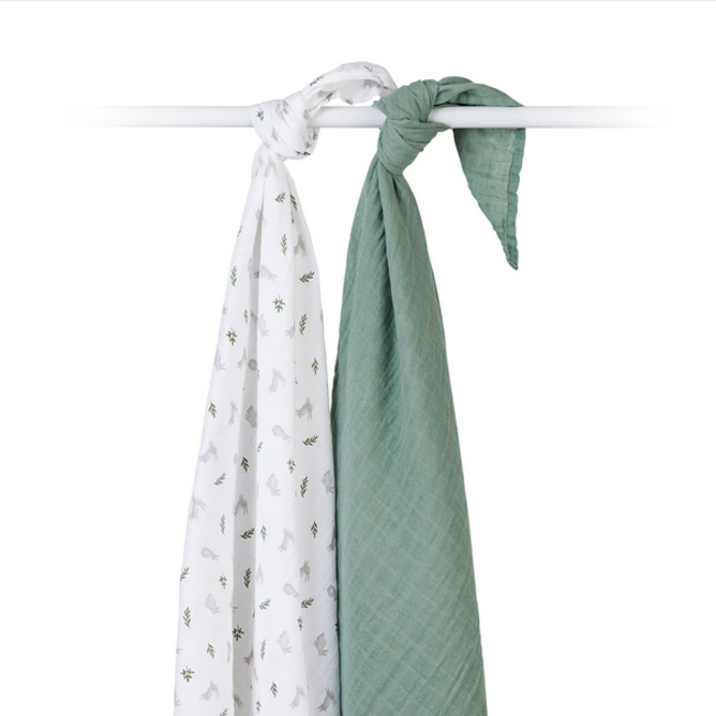 Lulujo Cotton Muslin Swaddle 2pk - Bunny and Fern