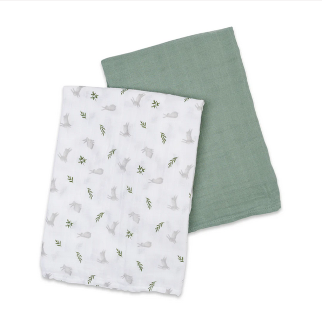 Lulujo Cotton Muslin Swaddle 2pk - Bunny and Fern