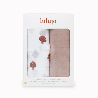 Lulujo Cotton Muslin Swaddle 2pk - Mushroom and Sand