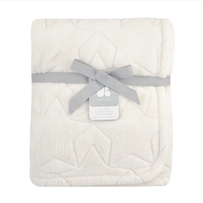 Just Born Plush Blanket - White Stars GCW60248