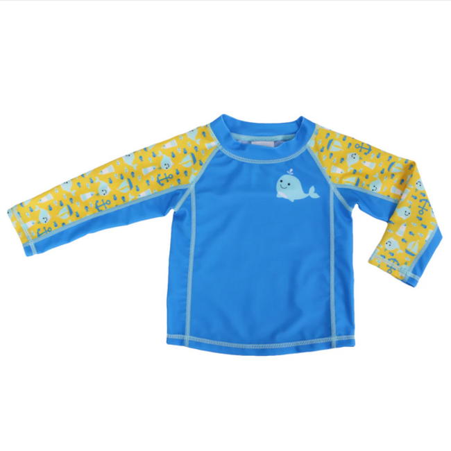Zoocchini UPF50+ Baby Rashguard Whale Print sleeve
