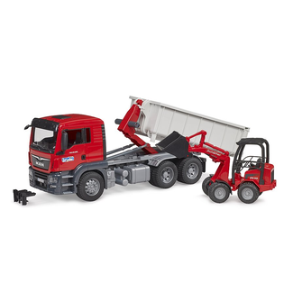 Bruder 03767 MAN TGS Truck w/ Roll-Off-Container w/Compact Loader