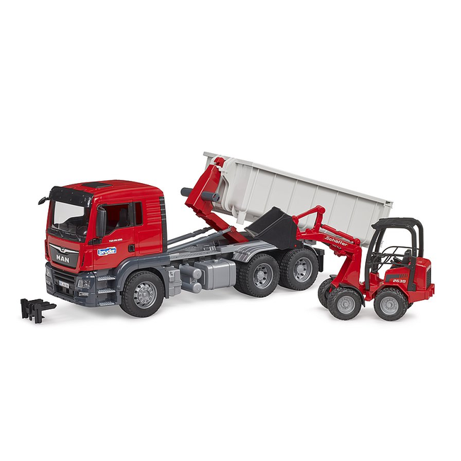 Bruder 03767 MAN TGS Truck w/ Roll-Off-Container w/Compact Loader