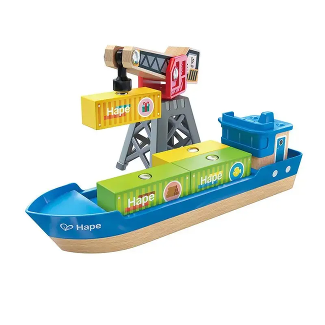 Hape - Cargo Ship & Crane E3792