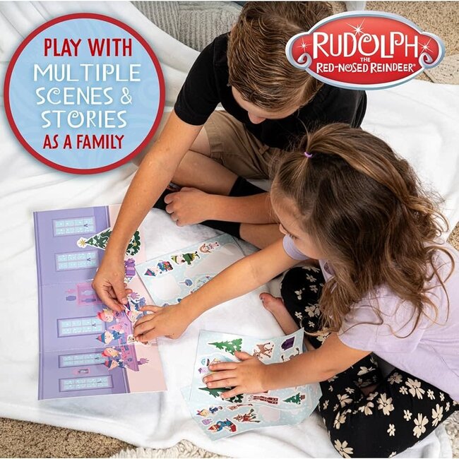 Kids Preferred Rudolph Vinyl Cling Christmas Reusable Stickers Playset