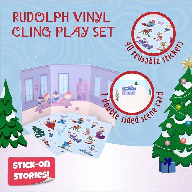 Kids Preferred Rudolph Vinyl Cling Christmas Reusable Stickers Playset