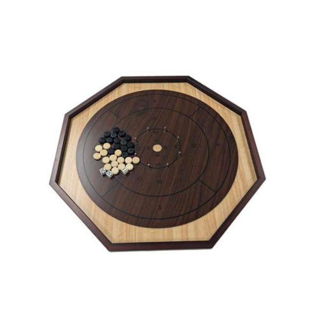 Crokinole Deluxe 4-in-1 w/ Checkers, Backgammon & Tic Tac Toe