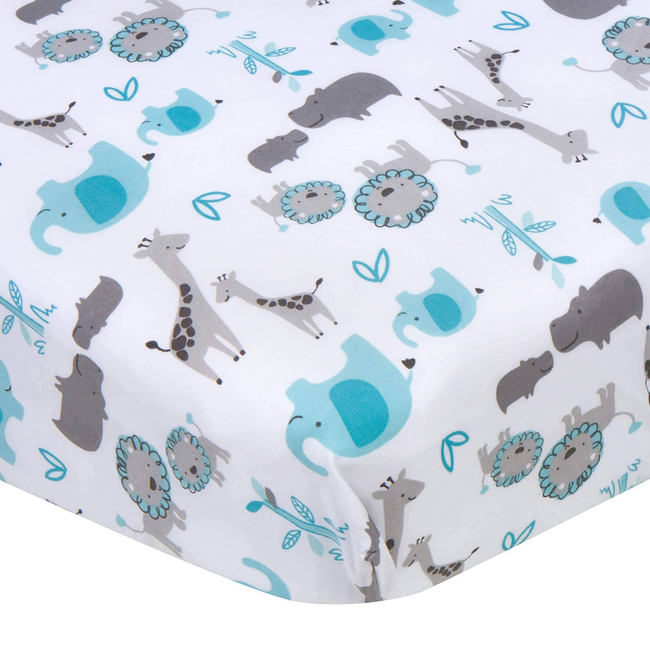 Gerber- Woven Fitted Crib Sheet - Safari