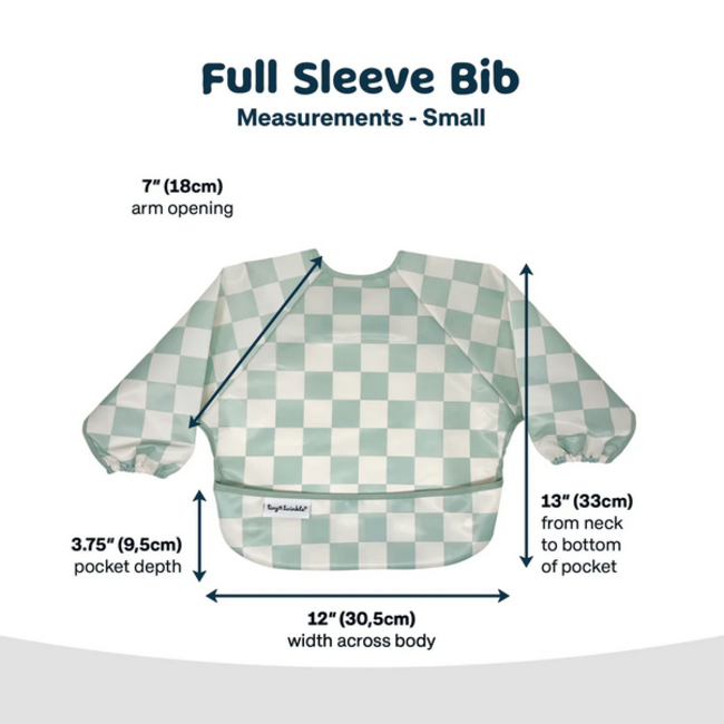 Tiny Twinkle Mess-Proof Full Sleeve Bib Sage Checkers