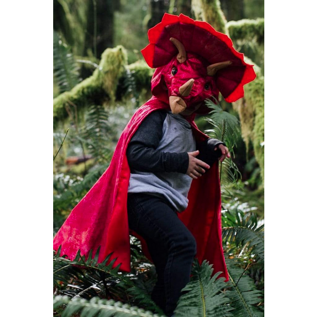 Great Pretenders Triceratops Hooded Cape Red 4-5