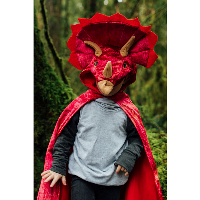 Great Pretenders Triceratops Hooded Cape Red 4-5