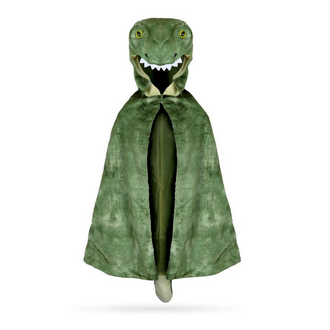 Great Pretenders T-Rex Hooded Cape Green  Size 4-5