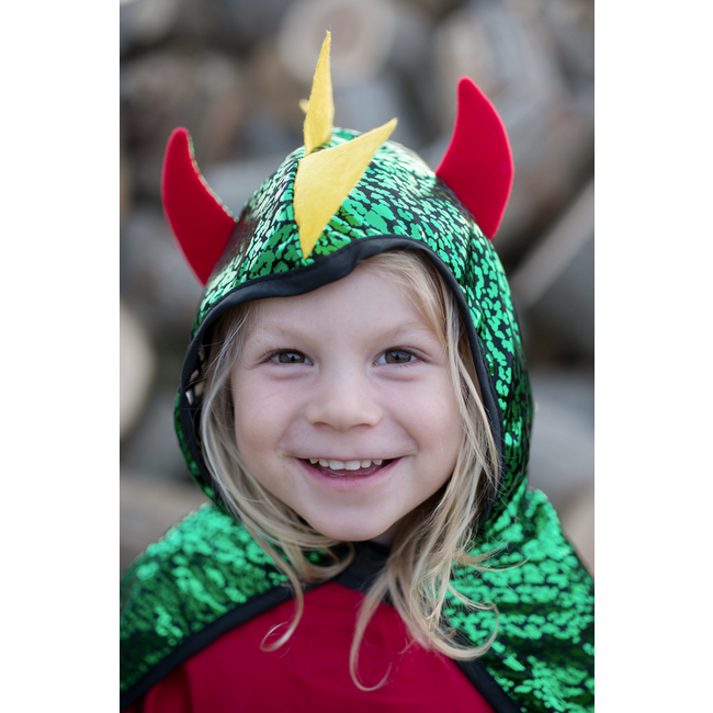 Great Pretenders Reversible Dragon/Knight Cape Green/ Silver Size 5-6