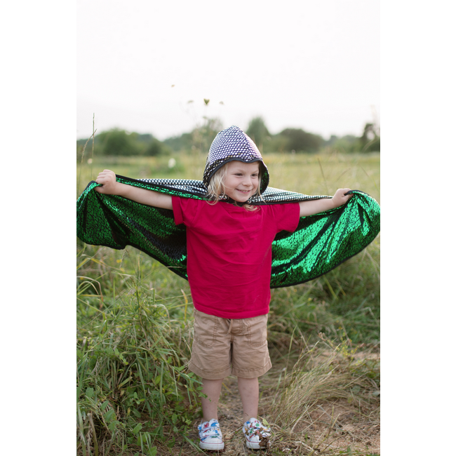 Great Pretenders Reversible Dragon/Knight Cape Green/ Silver Size 5-6