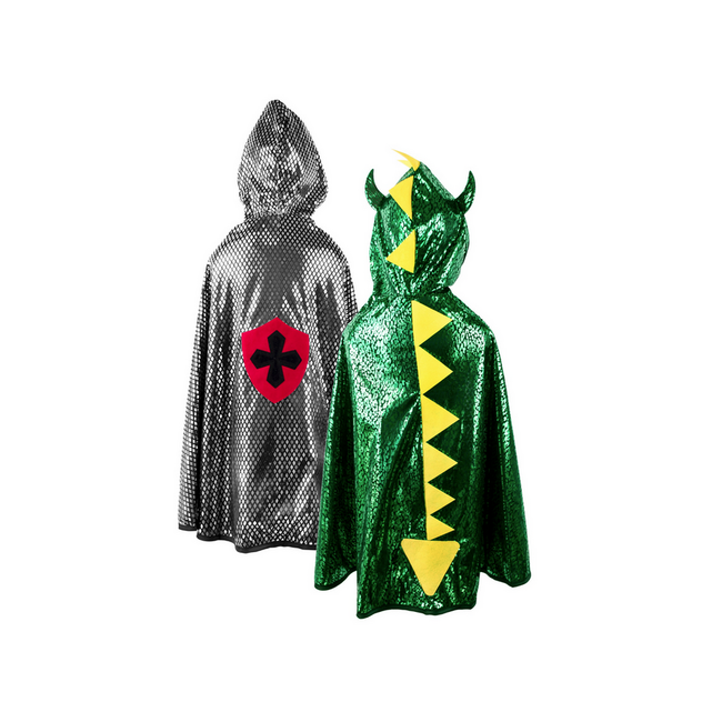 Great Pretenders Reversible Dragon/Knight Cape Green/ Silver Size 5-6