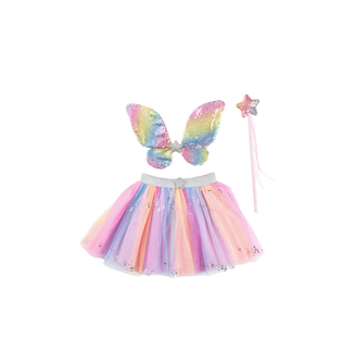 Great Pretenders Rainbow Sequins Skirt, Wings & Wand Size 4-6