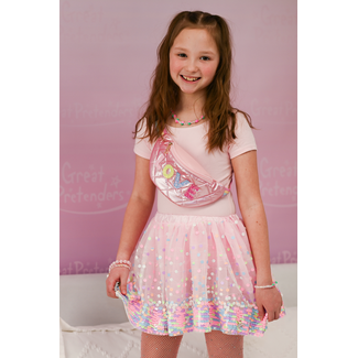 Great Pretenders Party Fun Sequins Skirt Neon Size 4-6