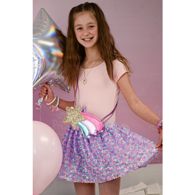 Great Pretenders Purple Party Sequins Skirt Size 4-6