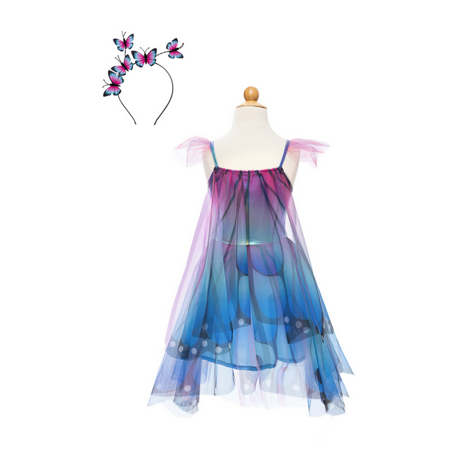 Great Pretenders Butterfly Twirl Dress W/Wings & Headband  Blue/Purple