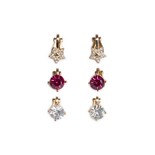 Great Pretenders Holiday PleatherTree Clip On Earrings 3 Pair