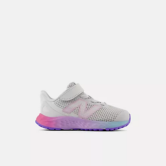 New Balance New Balance - Toddler and Babies Fresh Foam Arishi v4 Bungee Lace with Top Strap ( Grey Matter with Mid Century Pink and Lilac Glo IAARIGR4)
