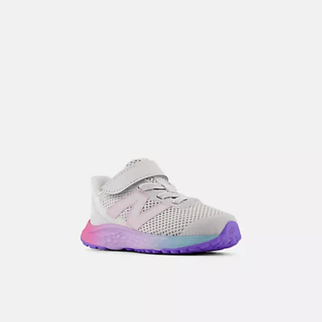 New Balance New Balance - Toddler and Babies Fresh Foam Arishi v4 Bungee Lace with Top Strap ( Grey Matter with Mid Century Pink and Lilac Glo IAARIGR4)