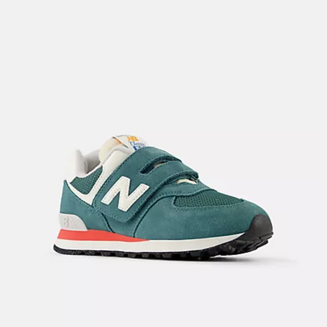 New Balance New Balance - Little Kid 574 Core Hook & Loop (New Spruce with Blast Red PV574VPG)