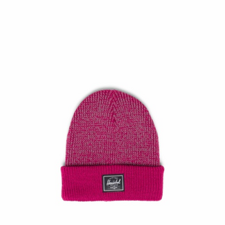 Herschel Elmer Reflective Ribbed Kids Beanie - Dragonfruit Reflective
