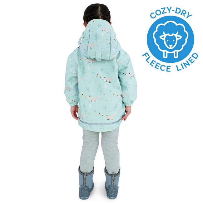 Jan & Jul Cozy-Dry Rain Jacket (Fleece Lined) - Minty Forest
