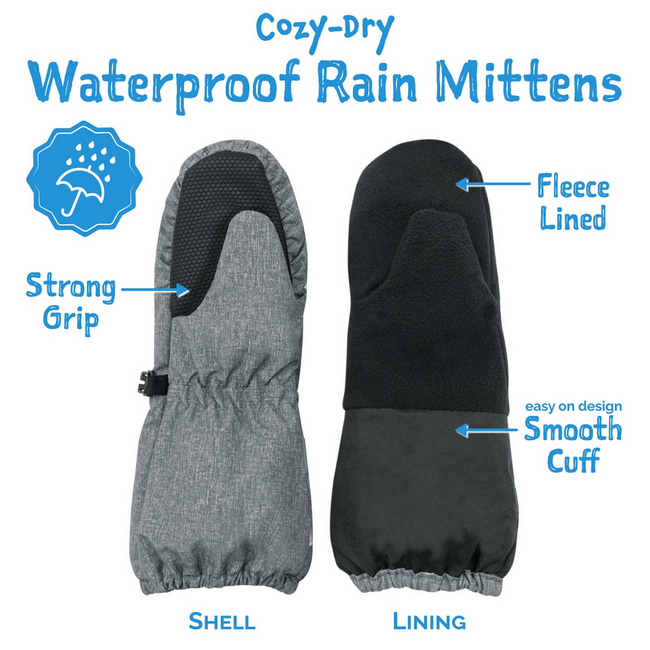 Jan & Jul Cozy-Dry Waterproof Rain Mittens - Navy Forest