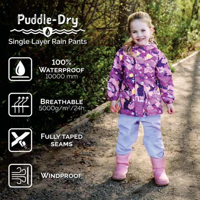 Jan & Jul Puddle-Dry Rain Pants - Single Layer - Pink Forest