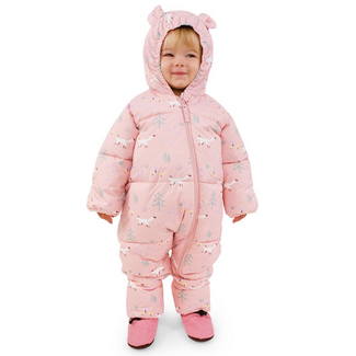 Jan & Jul Toasty-Dry Puffy Bunting Suit - Pink Forest  L- 12-18