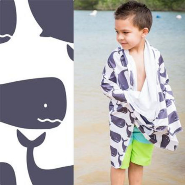 Luv Bug Hooded Sunscreen Child's Towel - UPF50 Whales