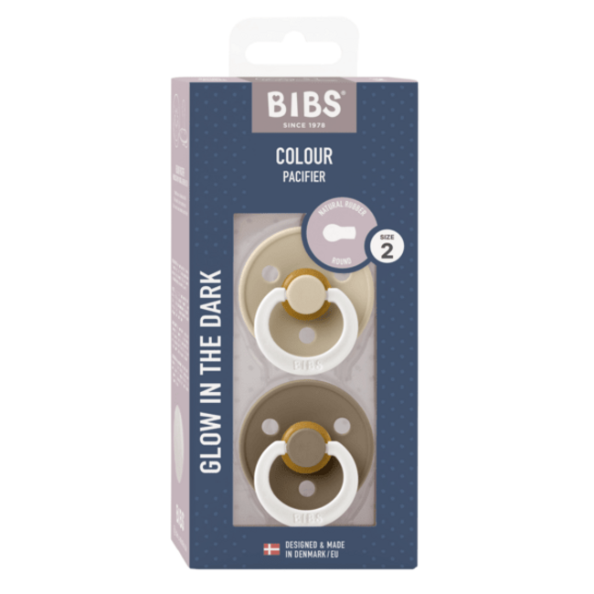 Bibs Glow Pacifier Size 2 Vanilla/Dark Oak