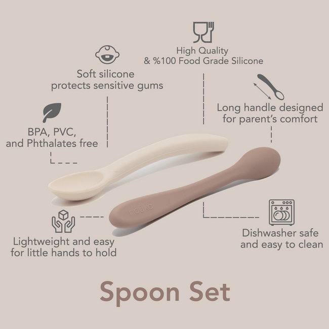 nouka Silicone Spoon Set 2pc Leaf/Light Storm