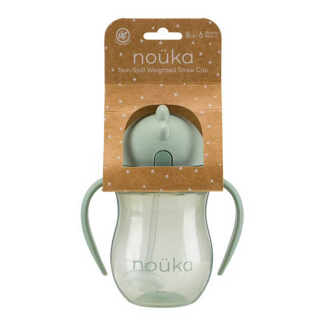 nouka Non-Spill Weighted Straw Cup 8oz - Moss
