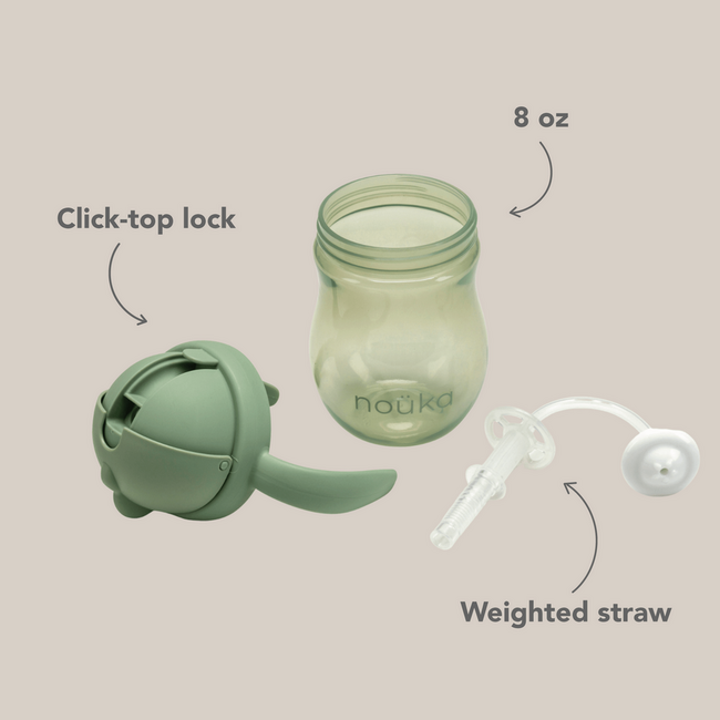 nouka Non-Spill Weighted Straw Cup 8oz - Moss