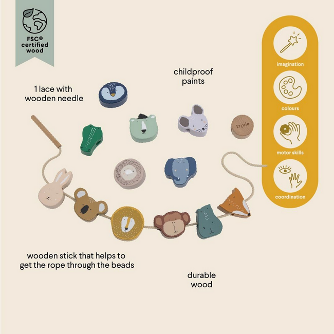 Trixie - Wooden Animal Lacing Beads