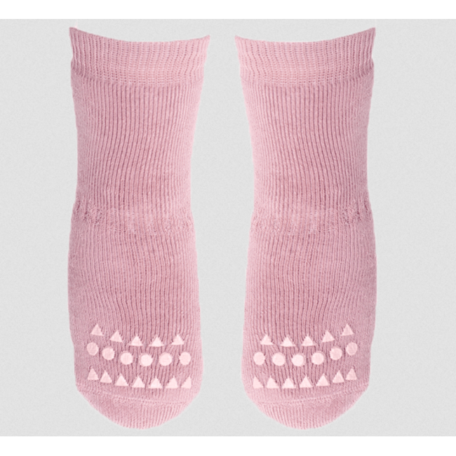 GoBabyGo Non Slip 80% Cotton Plush Socks - Dusty Rose