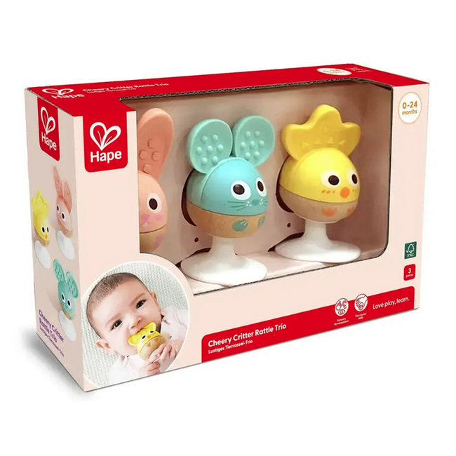 Hape - Cheery Critter Rattle Trio E0123
