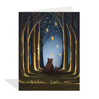 Halfpenny Greeting Card - Welcome Little One / Nighttime Cub  HP24077FM