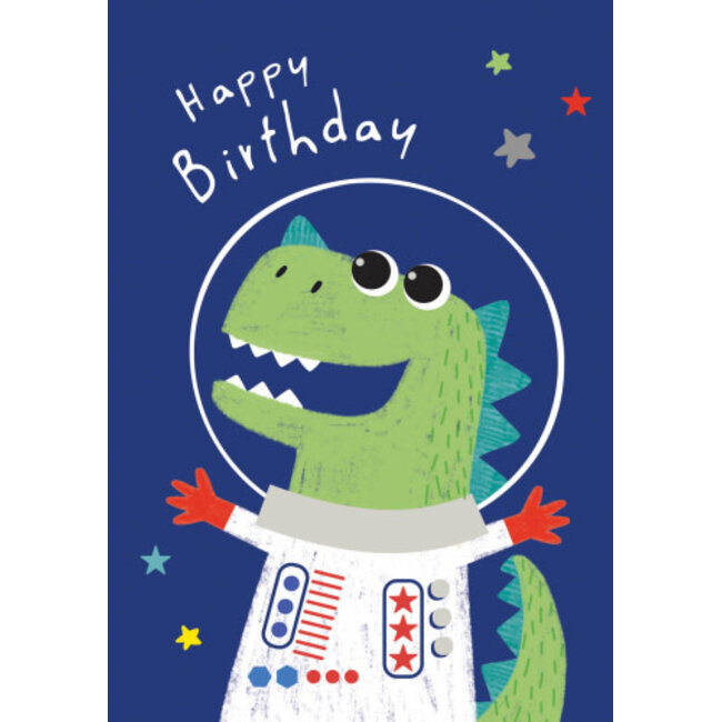 Laura Darrington Greeting Card - Birthday Dino Astronaut AS18