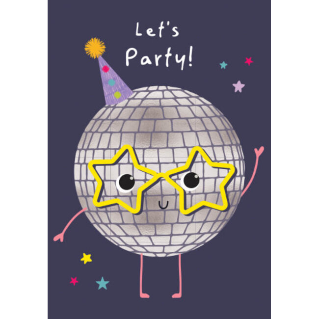 Laura Darrington Designs Greeting Card - Lets Party Glitterball AS05