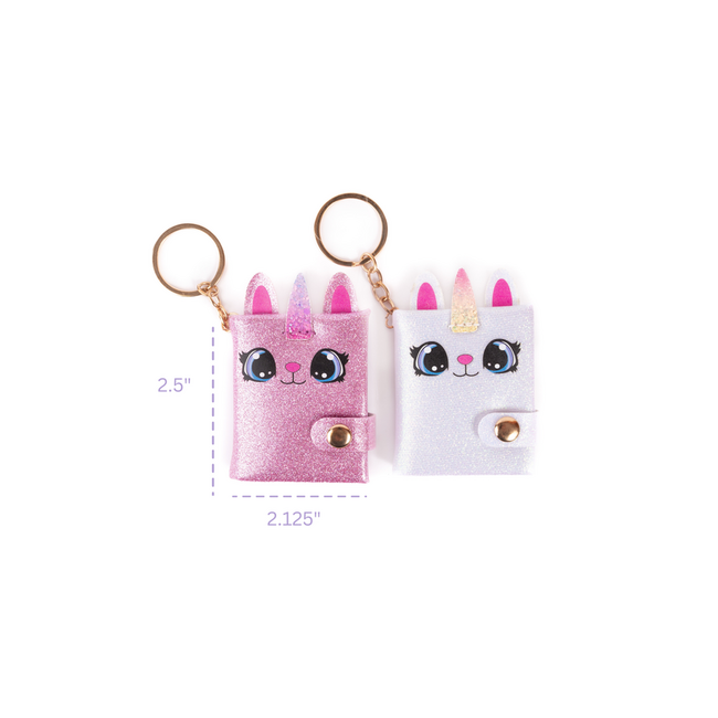 Great Pretenders Mini Sparkly Friends Keychain Journal, Caticorn, Assorted