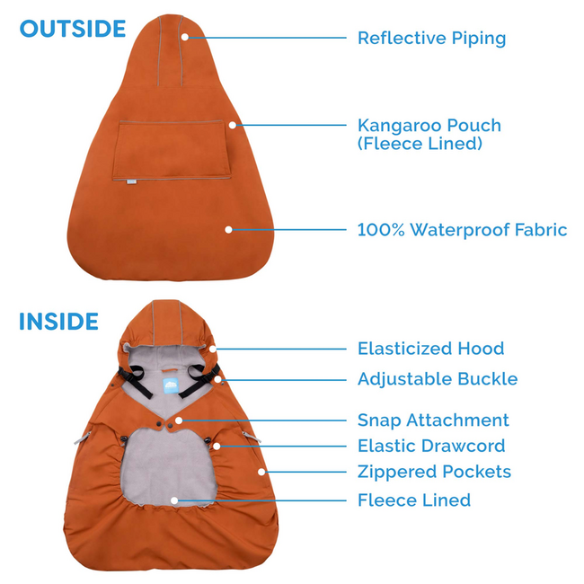 Jan & Jul Cozy-Dry Baby Rain Cover - Pottery Grey - OS