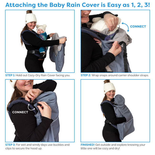 Jan & Jul Cozy-Dry Baby Rain Cover - Pottery Grey - OS