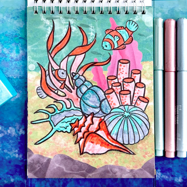 Tiger Tribe Tiger Tribe - Shimmer Colouring Set Sea Life