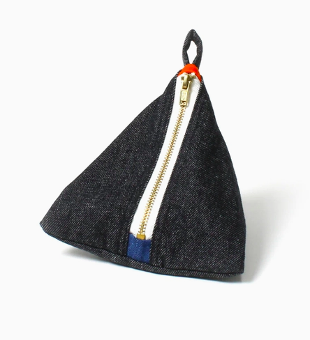 Black Denim Pyramid Pouch
