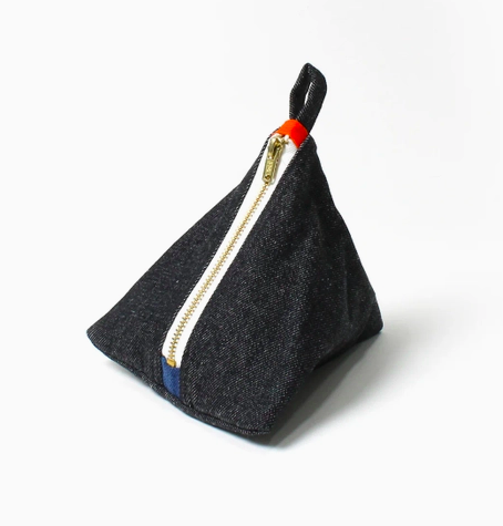 Black Denim Pyramid Pouch